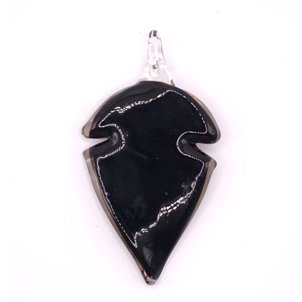 Handcrafted Dichroic Glass Leaf Pendant Unique Artisan Jewelry Necklace - Picture 2 of 4